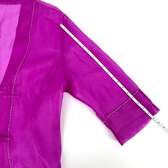 Vintage Carole Little Black Fuchsia Shell and Sheer Fuchsia ¾ Sleeve Jacket XL - Picture 13 of 14